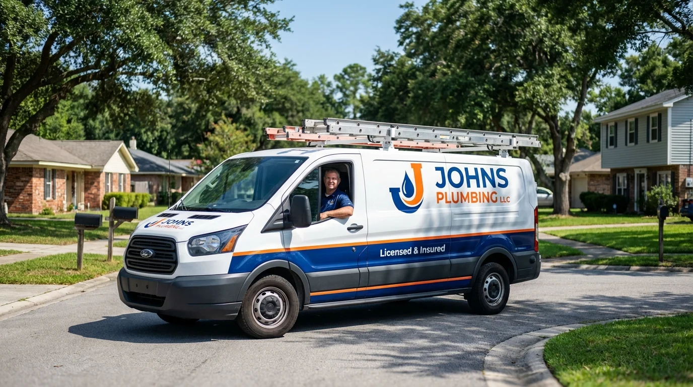 Johns Plumbing LLC service van in Groton, CT