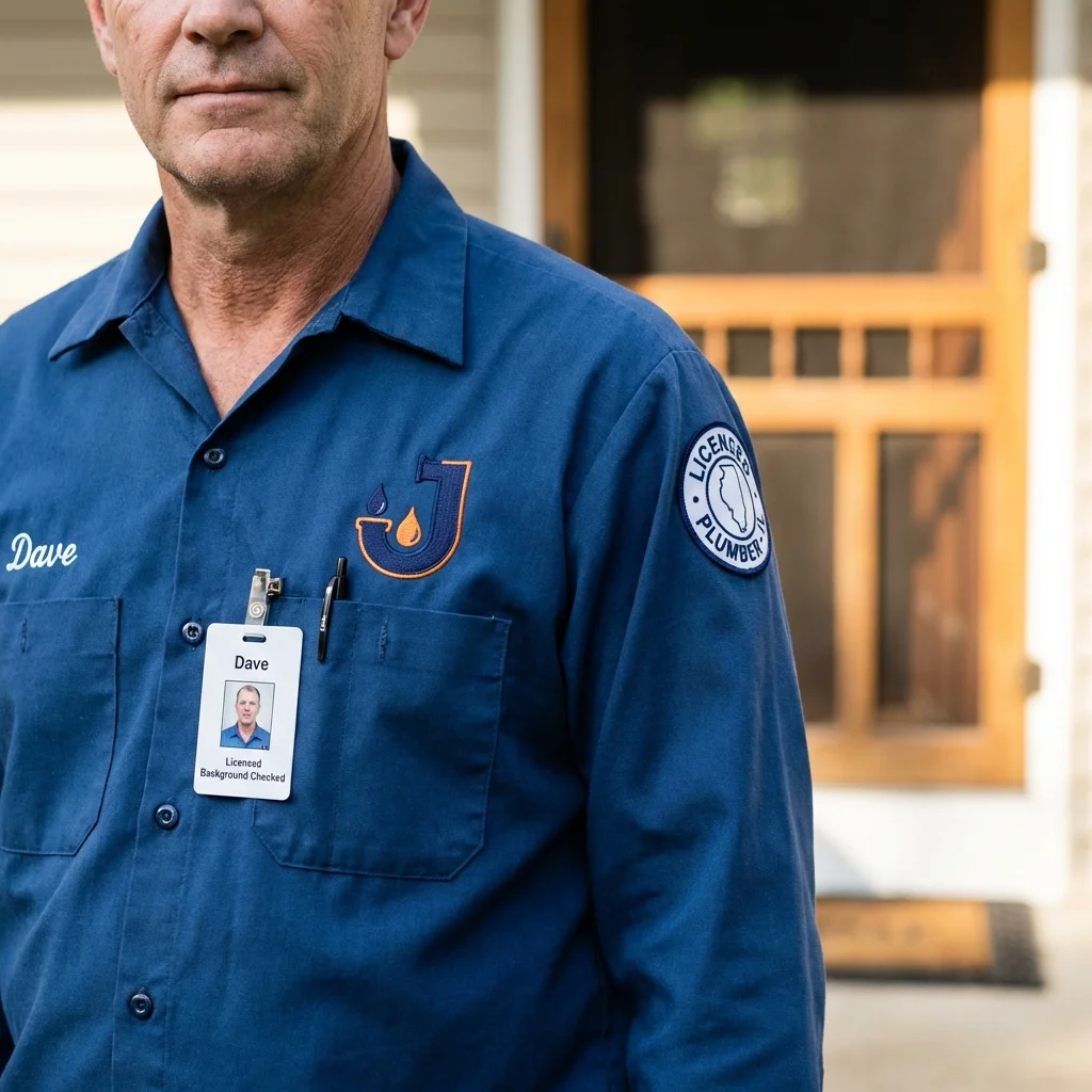 Licensed plumber showing ID badge in Groton, CT